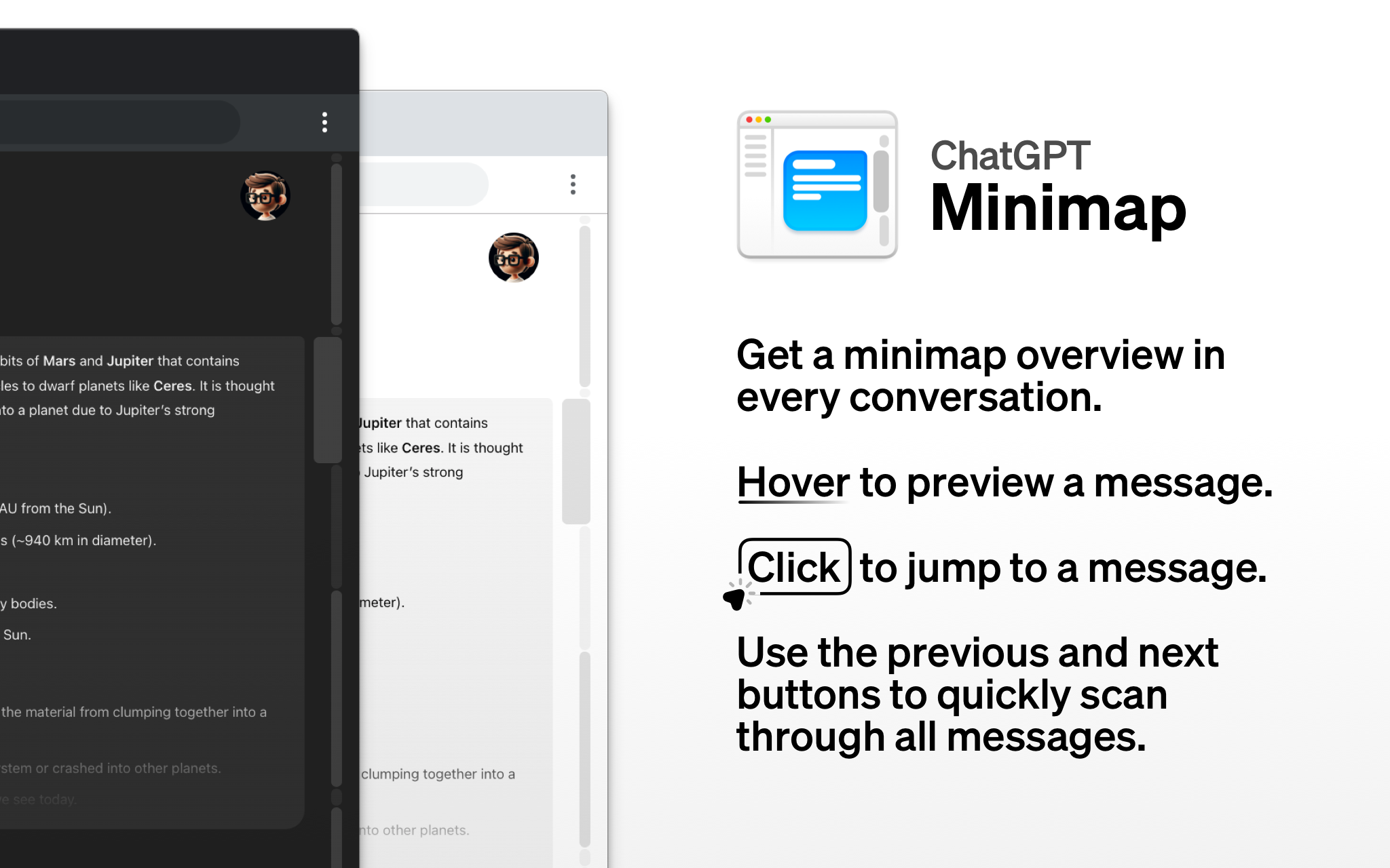 https://chromewebstore.google.com/detail/chatgpt-minimap/oogildegagmilmcdgpnhfpdffefghdcp